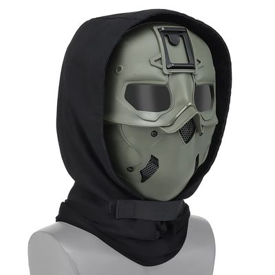 Tactical Full Face Protection Wild Mask with Hood Scarf + Night Vision Adapter Base