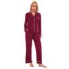 LUBOT Women's Pajamas Set PJ Set for Women Button-Down Front Soft Long Sleeve Shirt Pants Two-piece Sleepwear Loungewear (Wine Red, XL) view 3