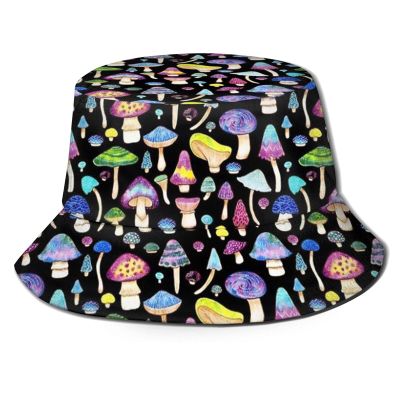 ASYG Psychedelic Mushroom Printed Bucket Hats Summer Hat Bucket Hat Breathable Hat for Fishing Hiking