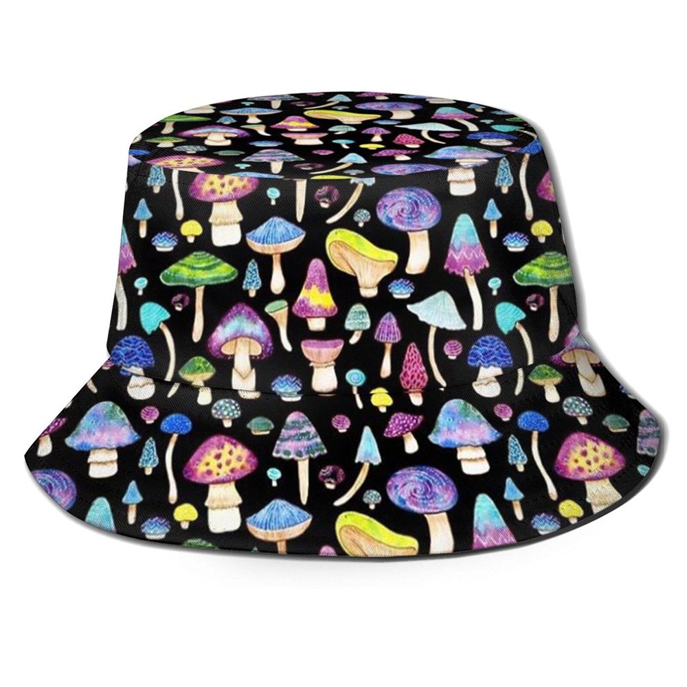 ASYG Psychedelic Mushroom Printed Bucket Hats Summer Hat Bucket Hat Breathable Hat for Fishing Hiking