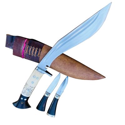 EGKH 11 Inches Handmade Sirupate Kukri - Nepali Khukuri Hunting Knife with Carbon Steel Blade and Rosewood Handle - Knife for Dad, Fathers Day Gift
