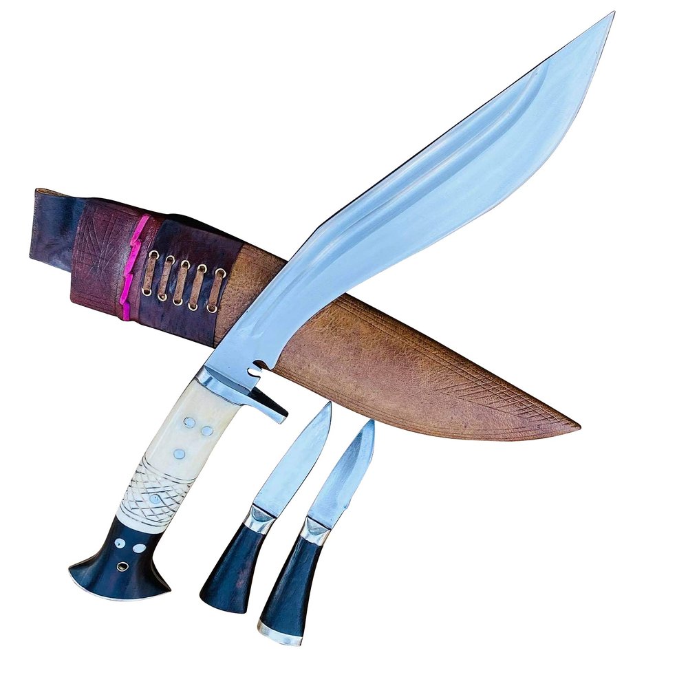 EGKH 11 Inches Handmade Sirupate Kukri - Nepali Khukuri Hunting Knife with Carbon Steel Blade and Rosewood Handle - Knife for Dad, Fathers Day Gift