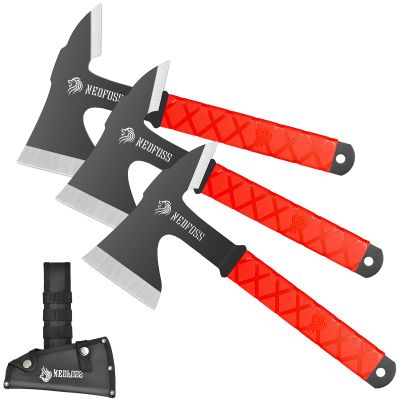 NedFoss Throwing Axes and Tomahawks, Throwing Axe Pack of 3, 11.1" Full Tang Throwing Axe Set with 3.14" Blades, Tomahawk Axe with Sheath for Axe Throwing Game Gifts for Men Women