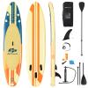 Goplus Inflatable Stand up Paddle Board, 6" Thick Surfboard with Premium SUP Accessories, Adjustable Aluminum Paddle, Leash, Carry Bag, Hand Pump, Removable Fin (Beige, 11 FT) view 1