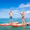 Goplus Inflatable Stand up Paddle Board, 6" Thick Surfboard with Premium SUP Accessories, Adjustable Aluminum Paddle, Leash, Carry Bag, Hand Pump, Removable Fin (Orange+White, 10.5 FT) view 2