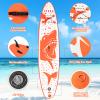 Goplus Inflatable Stand up Paddle Board, 6" Thick Surfboard with Premium SUP Accessories, Adjustable Aluminum Paddle, Leash, Carry Bag, Hand Pump, Removable Fin (Orange+White, 10.5 FT) view 4