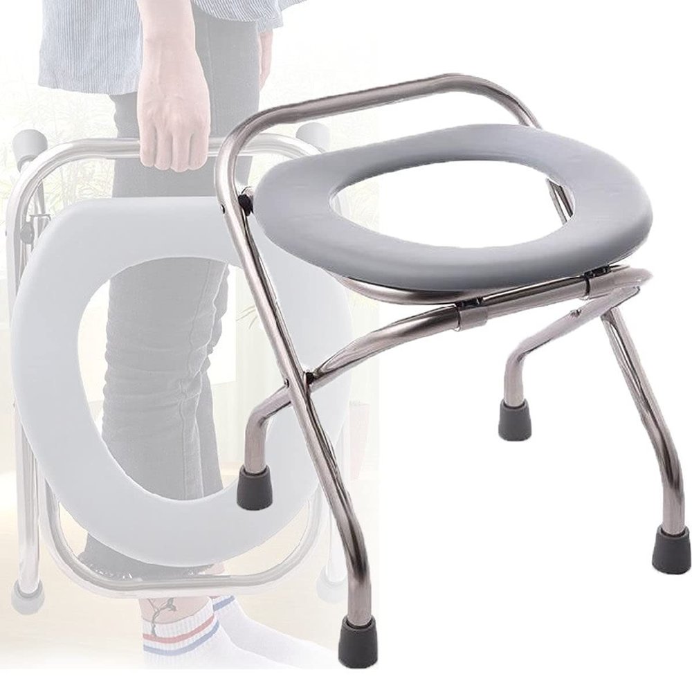 WZFANJIJ Portable Camping Toilet, Camping ToiletTravel Toilet Collapsible & Flat Folding Toilet Chair Toilet Seat for Adults, Commode Chair, Steam Seat Lightweight, Hiking