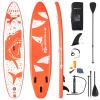 Goplus Inflatable Stand up Paddle Board, 6" Thick Surfboard with Premium SUP Accessories, Adjustable Aluminum Paddle, Leash, Carry Bag, Hand Pump, Removable Fin (Orange+White, 11 FT) view 1