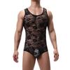 IBTOM CASTLE Men One Piece Sleeveless Cutout Leotard Bodysuit Swimsuit Thong Underwear Wrestling Singlet Athletic Leotard Briefs High Cut Stretchy Lingerie Swimwear Black-Lace S view 4