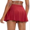 SANTINY Pleated Tennis Skirt for Women with 4 Pockets Women's High Waisted Athletic Golf Skorts Skirts for Running Casual (Red_XS) view 1