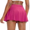SANTINY Pleated Tennis Skirt for Women with 4 Pockets Women's High Waisted Athletic Golf Skorts Skirts for Running Casual (Deep Pink_XS) view 1