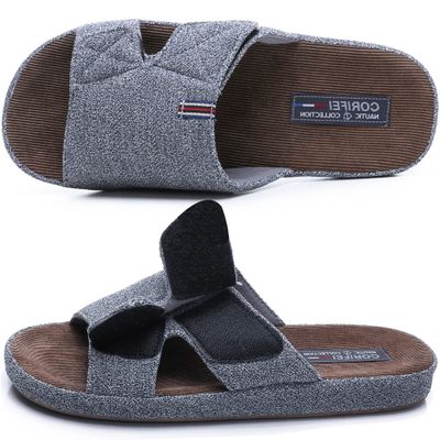 CORIFEI House Slippers for Men, Open Toe | Adjustable | Low Arch Support | Rubber Sole | Indoor Outdoor