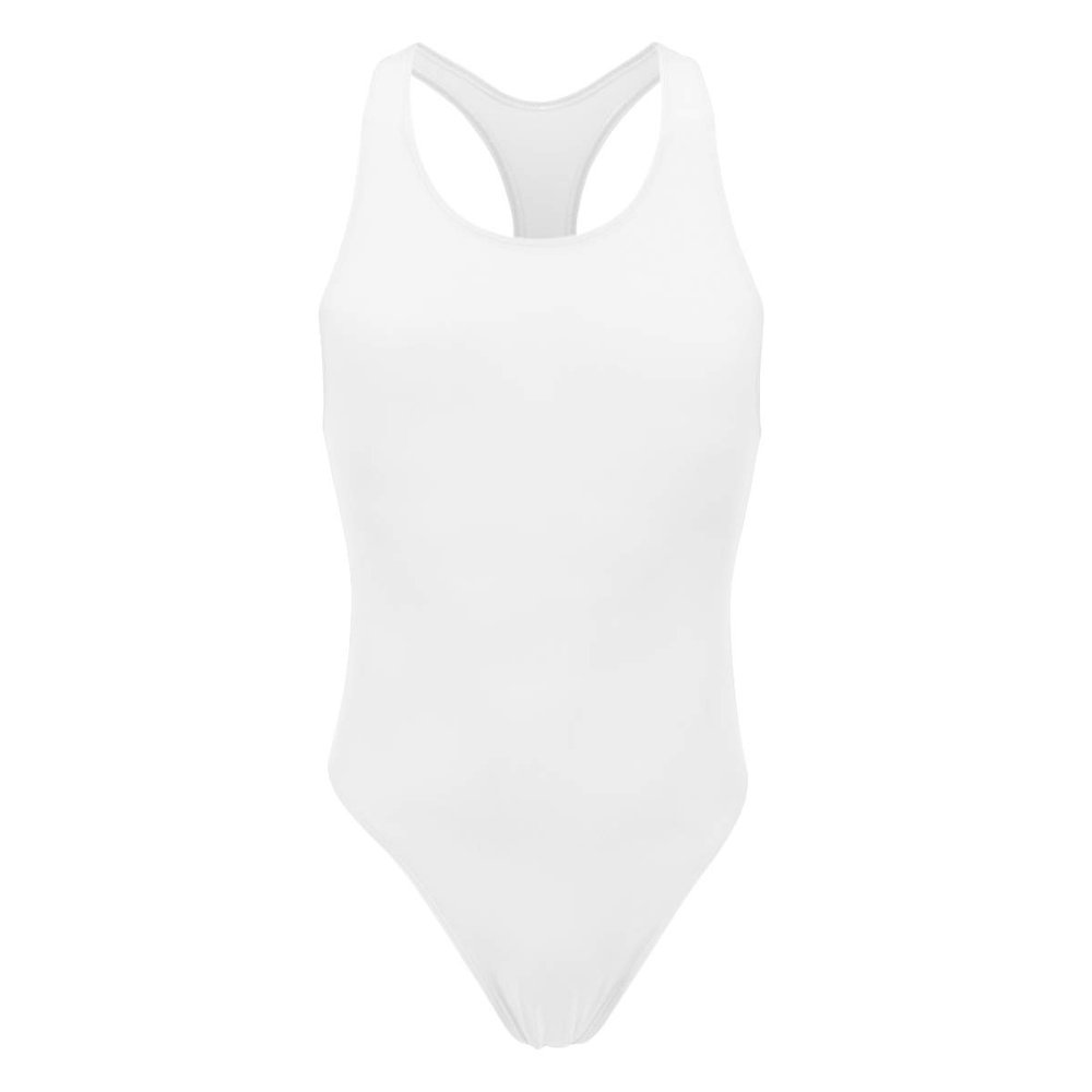 IBTOM CASTLE Men One Piece Sleeveless Cutout Leotard Bodysuit Swimsuit Thong Underwear Wrestling Singlet Athletic Leotard Briefs High Cut Stretchy Lingerie Swimwear White-Singlet M