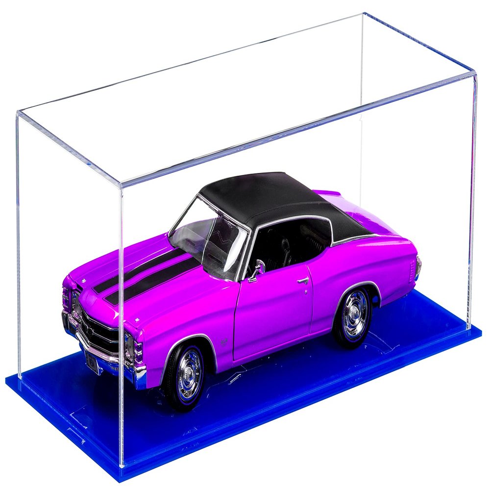Better Display Cases Clear Acrylic 1:18 Model Car Display Case with Blue Base (V63/A116)