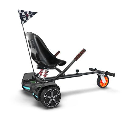 Flytraks K2 Self-Balancing Scooter Go Kart with Rear Shock Absorption, Balancing Scooter Seat Attachment Accessory for 6.5" 8" 10" Hover Board, Adjustable Frame Length & Off-Road Rubber Wheel