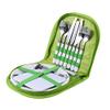 Silverware Set, Outdoor Picnic Camping Tableware Fork Spoon Knife Bottle Opener Stainless Steel Foldable Pocket Tableware Set Hike Kitchen Tools BY KKZY (Color : Green) view 1