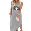 AHAIJ Women's Casual Rainbow Graphic Dress Sleeveless Pocket Maxi Dress Summer Hawaiian Beach Tank Dress Plain Shirt Dress (Grey Leaf, Large) view 1