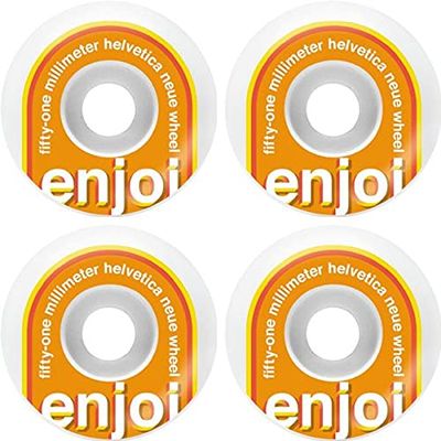 Enjoi Skateboards Helvetica White/Orange Skateboard Wheels - 51mm 99a (Set of 4)