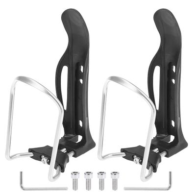 X AUTOHAUX 2pcs Adjustable Bicycle Water Coffee Drink Cup Bottle Holder Cages Carrier Rack Aluminum Alloy Silver Tone for Mountain Road Bike Motorcycle