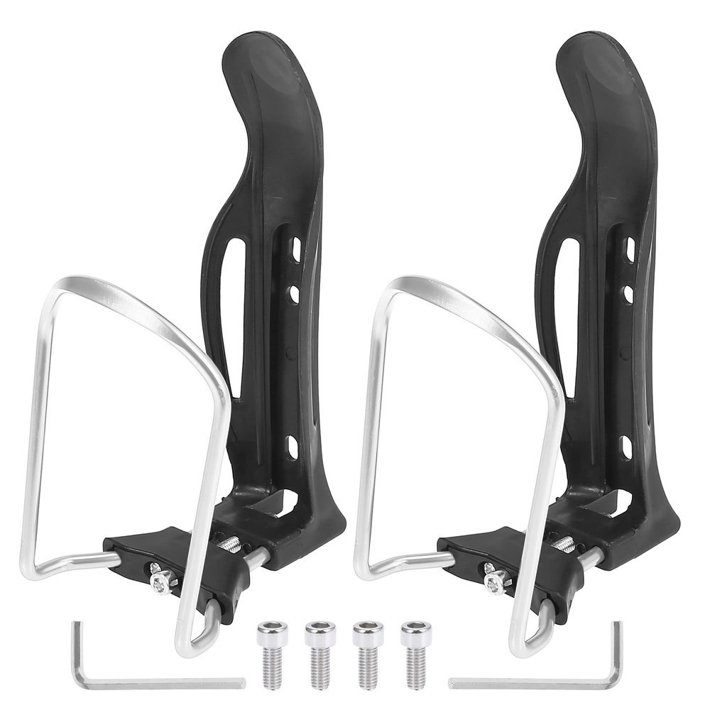 X AUTOHAUX 2pcs Adjustable Bicycle Water Coffee Drink Cup Bottle Holder Cages Carrier Rack Aluminum Alloy Silver Tone for Mountain Road Bike Motorcycle