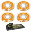 51mm Enjoi Skateboards Helvetica White / Orange Skateboard Wheels - 99a with Viper Strike 8mm Precision ABEC 7 Skateboard Bearings - Bundle of 2 items view 1