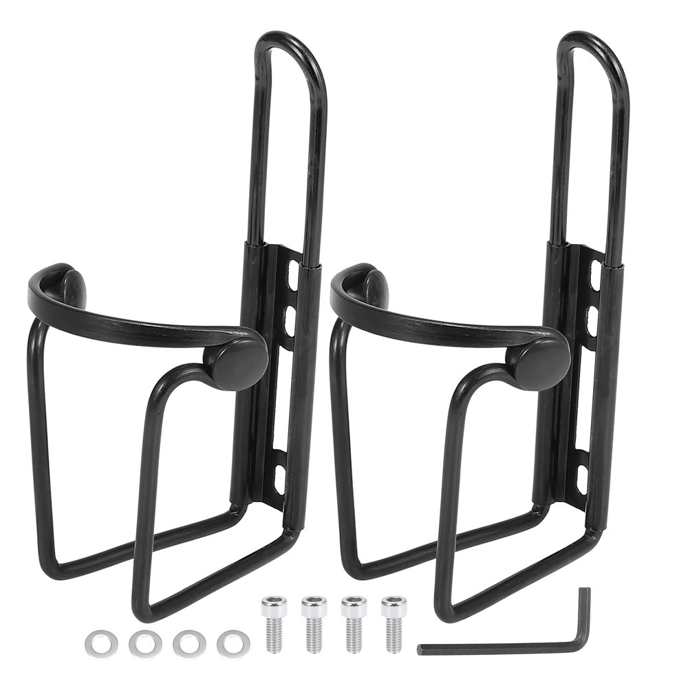 X AUTOHAUX 2pcs Universal Bicycle Water Coffee Drink Cup Bottle Holder Cages Carrier Rack Aluminum Alloy Black for Mountain Road Bike Motorcycle