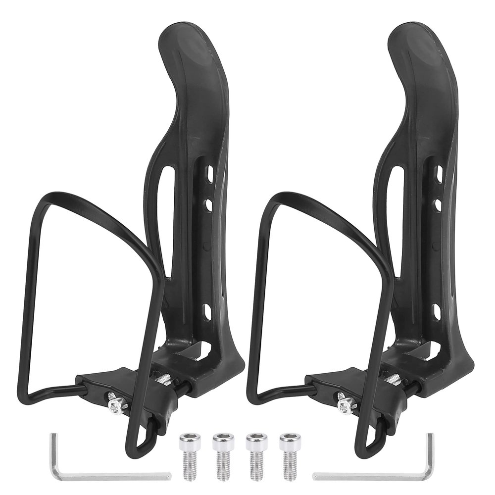 X AUTOHAUX 2pcs Adjustable Bicycle Water Coffee Drink Cup Bottle Holder Cages Carrier Rack Aluminum Alloy Black for Mountain Road Bike Motorcycle