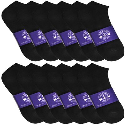 12 Pairs of Cheap Lightweight Low Cut Ankle Socks for Men, Black and White Bulk Sock Deal (12 Pairs Mens Black)
