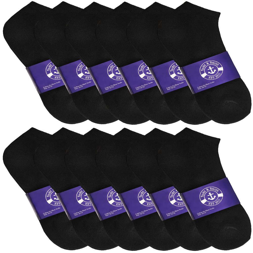 12 Pairs of Cheap Lightweight Low Cut Ankle Socks for Men, Black and White Bulk Sock Deal (12 Pairs Mens Black)