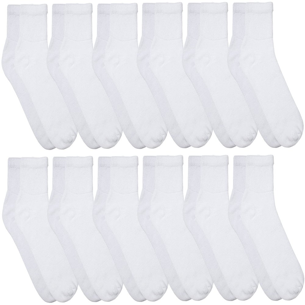 12 Pairs of Lightweight Low Cut Ankle Socks for Women, Black and White Bulk Sock Deal (White)