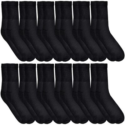 12 Pairs of Cheap Lightweight Ankle Socks for Women, Black and White Bulk Sock Deal (Black)
