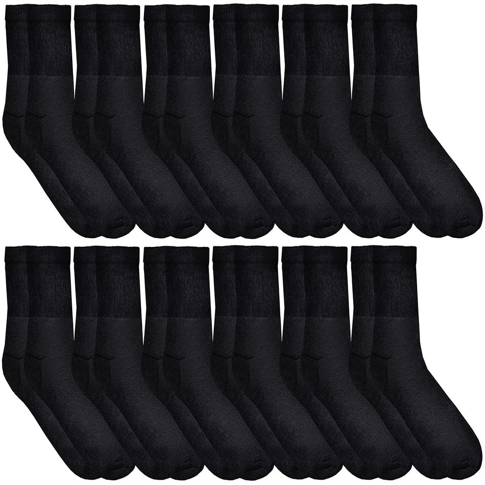 12 Pairs of Cheap Lightweight Ankle Socks for Women, Black and White Bulk Sock Deal (Black)