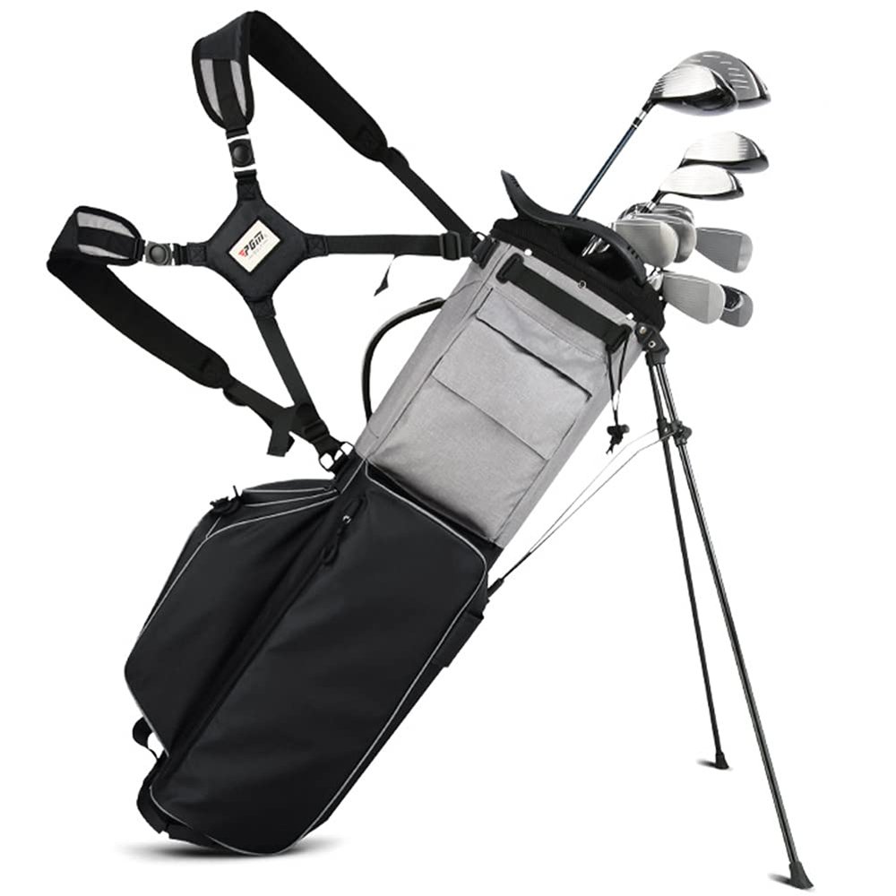 ACXZ Lightweight Golf Stand Bag for Men Women with 8 Dividers, Waterproof Golf Carry Bag with Double Shoulder Straps, Cooler Pocket/Shoe Pocket, Folding Push Cart Base, Blue/Black (2.7kg)