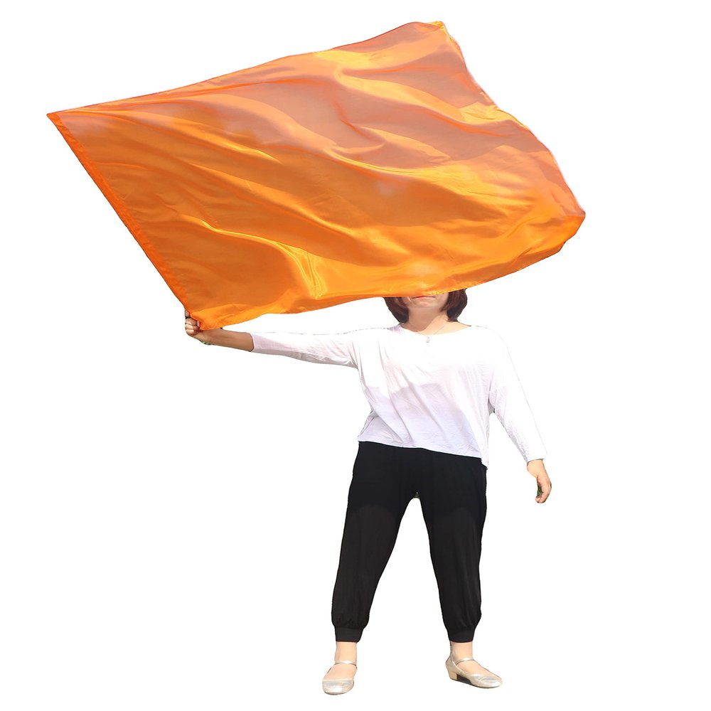 Winged Sirenny Porphetic Praise Dance Worship Flex Flags, 50" Rectangular Dance Ministry Streamer (Orange)