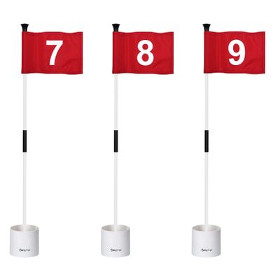 KINGTOP Golf Flagstick Mini, Putting Green Flag for Yard, 3 Feet Flagpole 2-Section Design, Golf Pin Flags Hole Cup Set, 4" Putting Cup, Numbered# 7-9