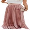 ebossy Women's High Waist Flowy Pleated Chiffon Maxi Skirt (Medium, Pink) view 1