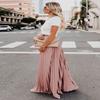 ebossy Women's High Waist Flowy Pleated Chiffon Maxi Skirt (Medium, Pink) view 3
