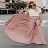 ebossy Women's High Waist Flowy Pleated Chiffon Maxi Skirt (Medium, Pink) view 4