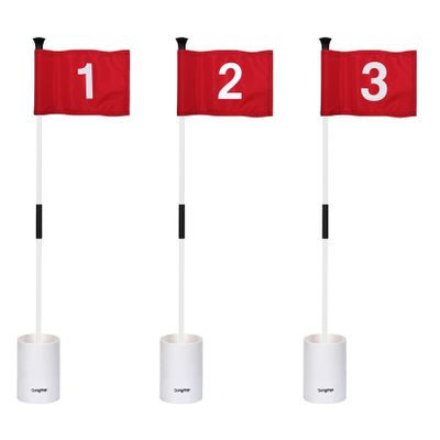KINGTOP Golf Flagstick Mini, Putting Green Flag for Yard, 3 Feet Flagpole 2-Section Design, Golf Pin Flags Hole Cup Set, 6" Putting Cup, Numbered# 1-3