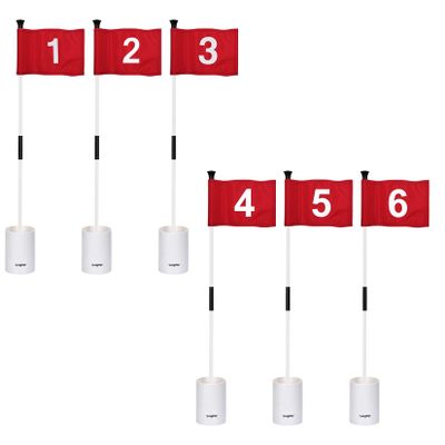 KINGTOP Golf Flagstick Mini, Putting Green Flag for Yard, 3 Feet Flagpole 2-Section Design, Golf Pin Flags Hole Cup Set, 6" Putting Cup, Numbered# 1-6
