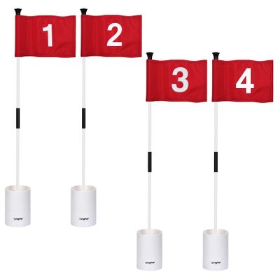 KINGTOP Golf Flagstick Mini, Putting Green Flag for Yard, 3 Feet Flagpole 2-Section Design, Golf Pin Flags Hole Cup Set, 6" Putting Cup, Numbered# 1-4
