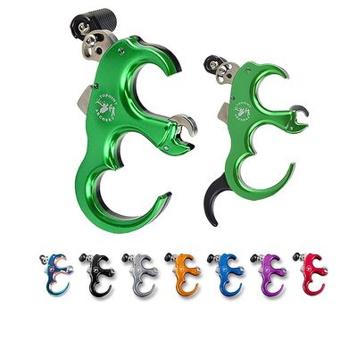 AMEYXGS Archery Release Aids 3 Finger or 4 Finger Automatic Release Aids Aluminum Alloy Adjustable Thumb Trigger Detachable Thumb Grip for Compound Bow (Green)