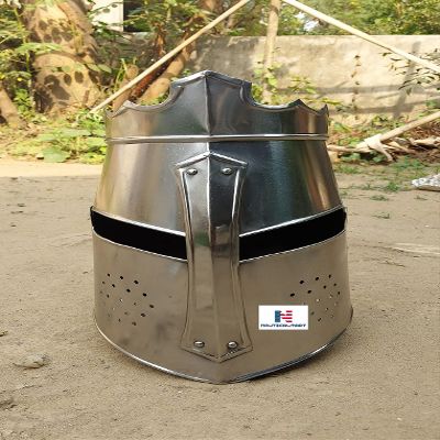 Nautical-Mart Crusader Great Helm Medieval Knights Templar Helmet Armor Silver