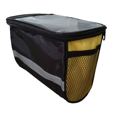 ihreesy Waterproof Bicycle Handlebar Bag,3.5L Bike Pouch Handlebars Multifunctional Cycling Bag with Transparent Touch Screen Reflective Strip for Cycling,22cmx13.5cmx16cm,Yellow