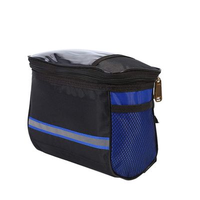 ihreesy Waterproof Bicycle Handlebar Bag,3.5L Bike Pouch Handlebars Multifunctional Cycling Bag with Transparent Touch Screen Reflective Strip for Cycling,22cmx13.5cmx16cm,Blue