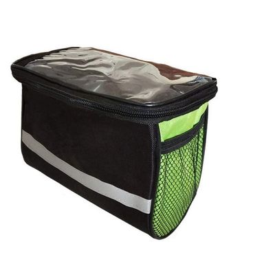 ihreesy Waterproof Bicycle Handlebar Bag,3.5L Bike Pouch Handlebars Multifunctional Cycling Bag with Transparent Touch Screen Reflective Strip for Cycling,22cmx13.5cmx16cm,Green