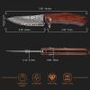 AUBEY Damascus Folding Pocket Knife Handmade with Clip for Men, Damascus Hunting Knife EDC Knife with Liner Lock for Outdoor Survival Camping Collection, Wooden Handle view 4