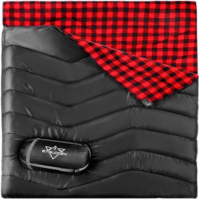 ETGLCOZY Flannel Double Sleeping Bag for Adults Kids, Lightweight Windproof with Compression Sack for 2 Person Camping Hiking Backpacking Tent Festivals Road Trips Emergencies Backyard Sleepovers