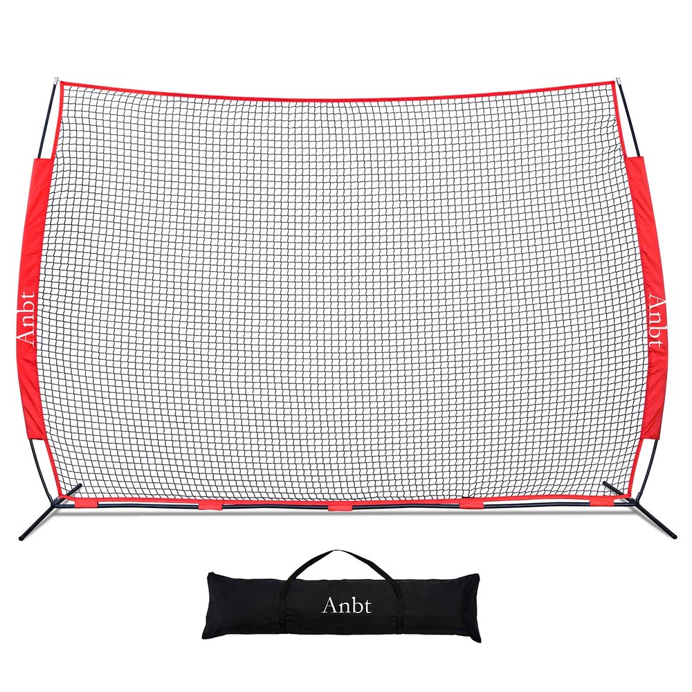 Anbt 12' x 9' Sports Barrier Net Practice Net for Lacrosse, Baseball, Basketball, Soccer, Field Hockey and Softball Practice Barrier, Portable Hitting Net with Carry Bag