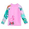 Girls Rash Guard Swimsuit Two Piece Floral Bathing Suit UPF 50+ UV Swimwear 3-12YS301_FlamingoPink_14A view 3
